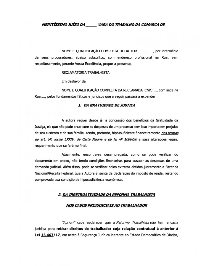 Inicial. Reclamatória Trabalhista. Nulidade da Terceirização. Enquadramento na categoria dos Bancários. Diferenças Salariais. Horas Extras acima da 6h diária. Horas Extras Intrajornadas.