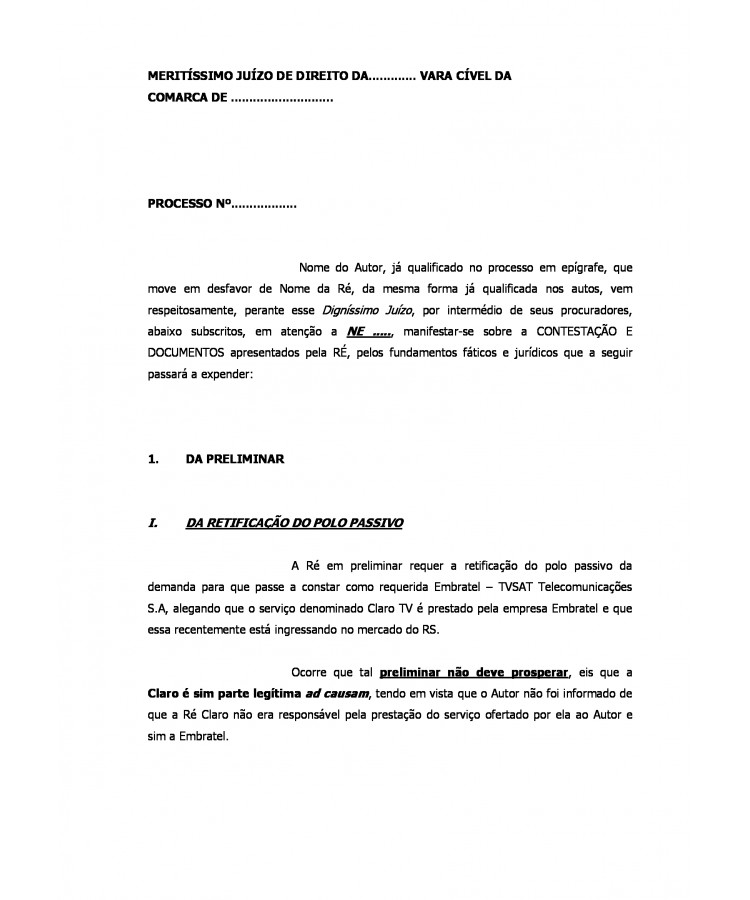 Réplica à Contestação. Consumidor. Falha na prestação do serviço. Restituição do indébito. Dano moral.