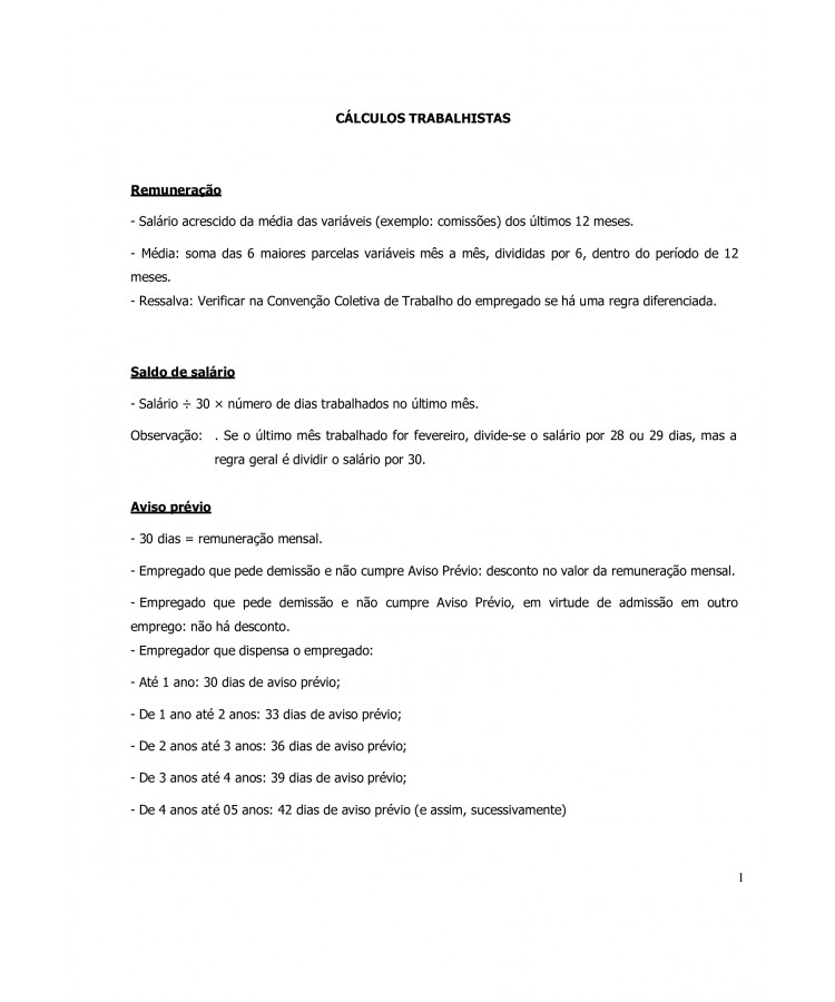 Cálculos Trabalhistas.