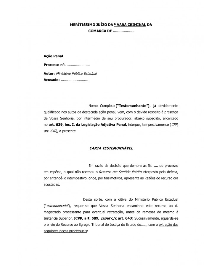 Recurso de Carta Testemunhável