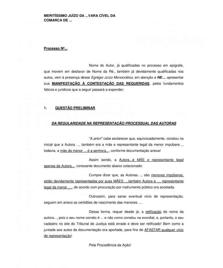 Réplica à contestação. Indenização Morte por Atropelamento na faixa de pedestre. Responsabilidade Civil da Empresa por Ato Ilícito.