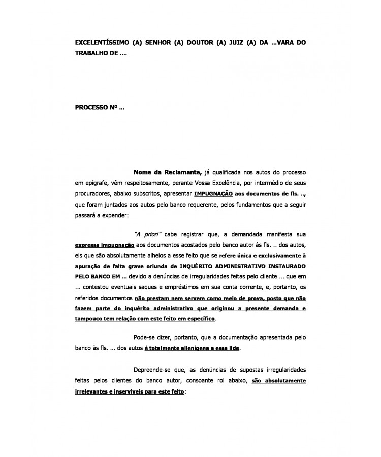Manifestação à contestação e documentos da Reclamada. Inquérito Judicial para Apurar Falta Grave. Decadência.
