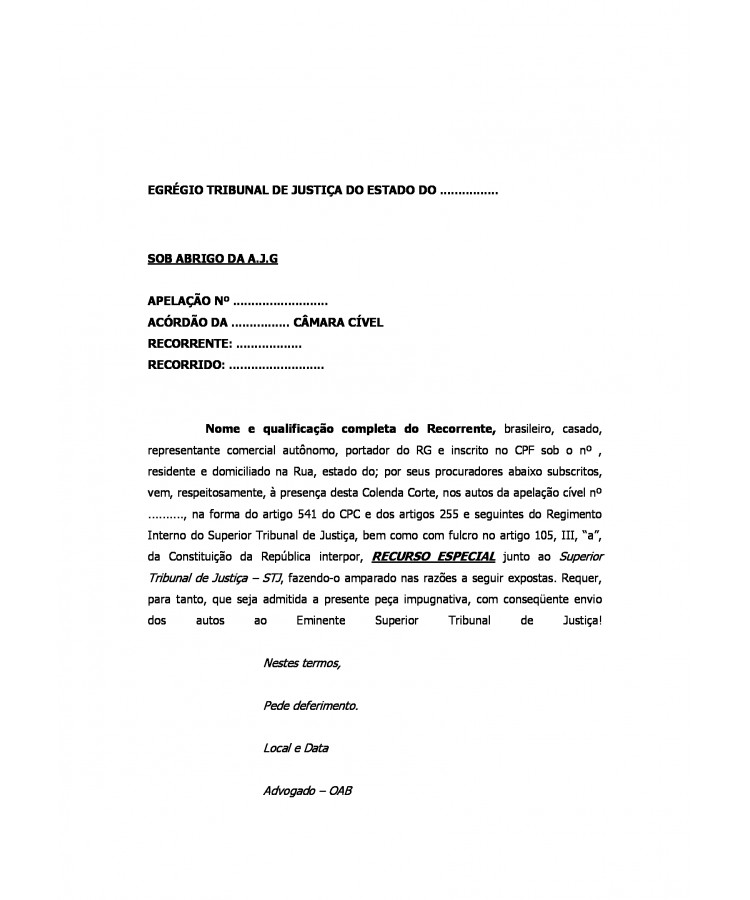 Recurso Especial para o STJ.