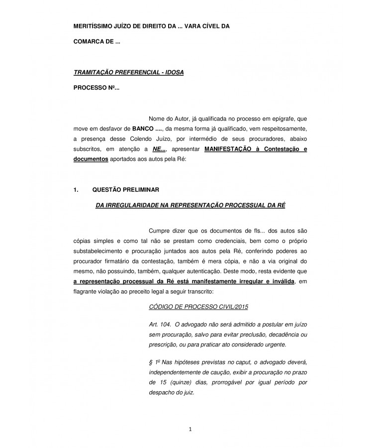 Réplica à Contestação. Consumidor. Empréstimo Consignado. Inscrição Creditícia Indevida. Débito quitado. Dano Moral.