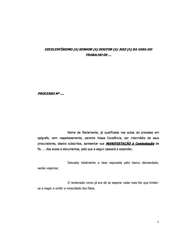 Réplica à Contestação da Reclamada.