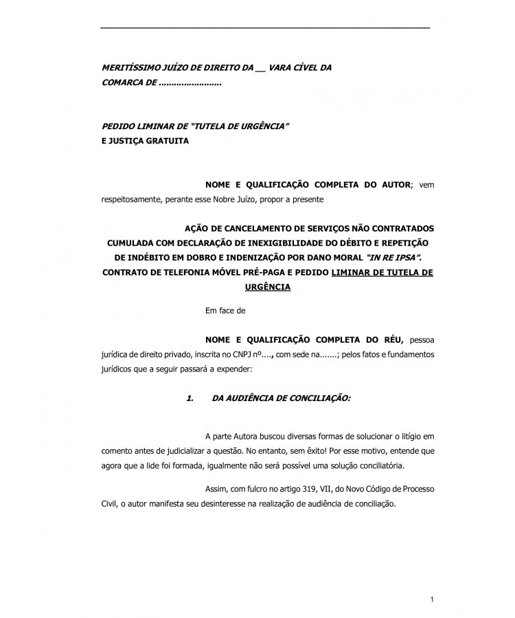 Inicial. Telefonia Móvel Pré-Paga. Serviços Não Contratados. Cobranças Abusivas e Indevidas. Indébito em Dobro. Dano Moral.