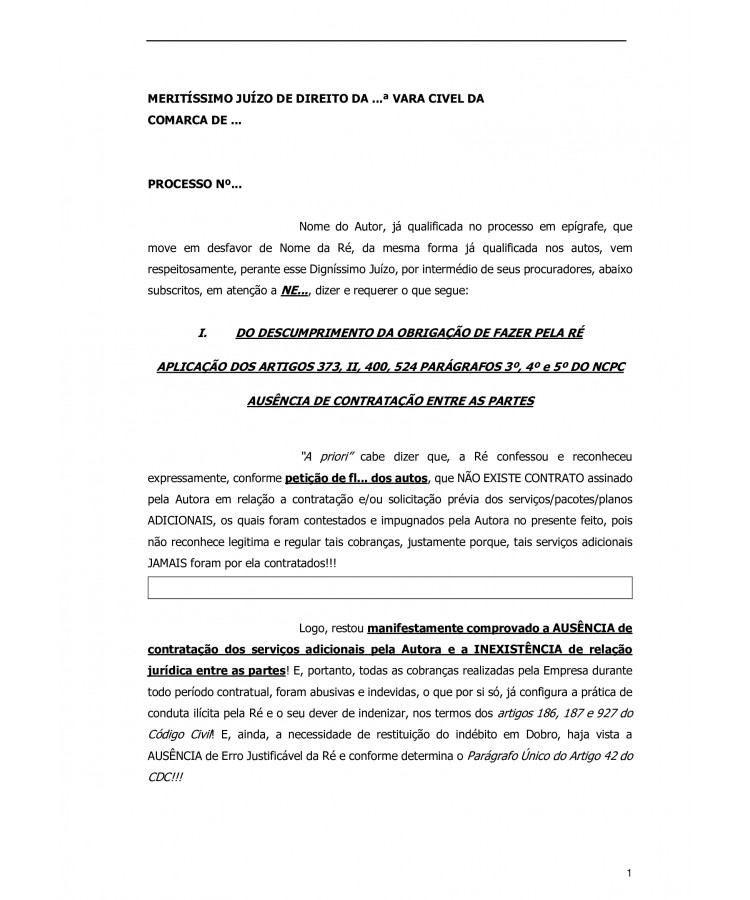 Petição manifestação sobre Produção de Provas. Consumidor. Empresa de Telefonia. Inversão do ônus da prova. Dever de juntada de todas as Faturas pela Ré.