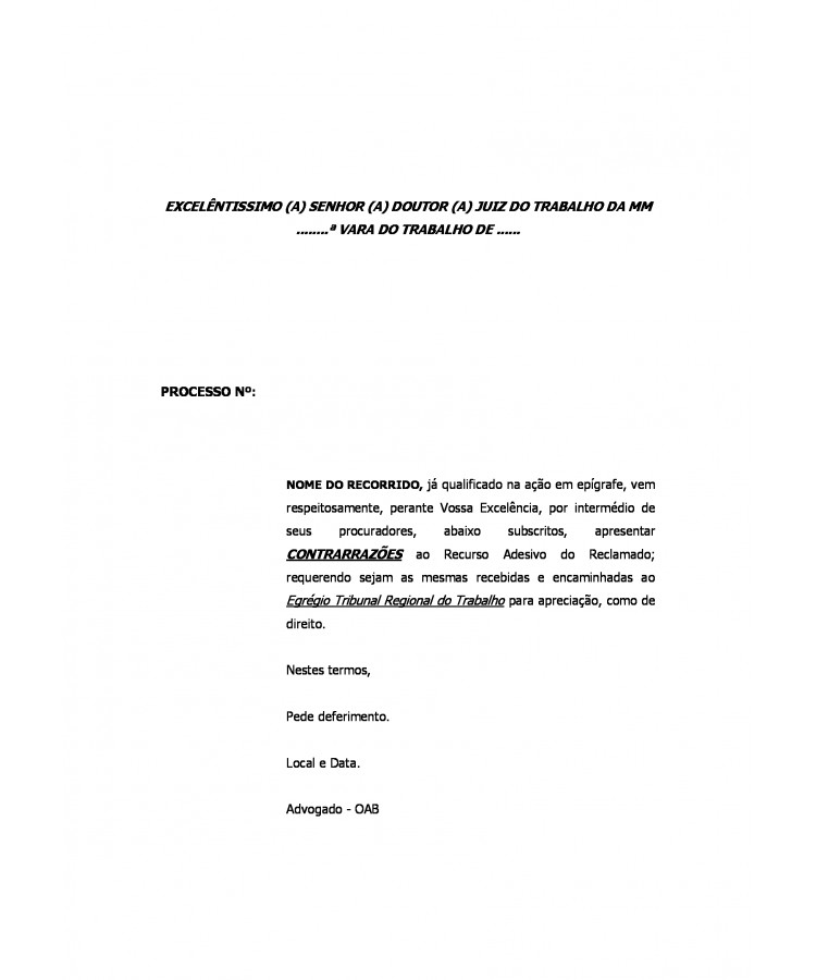 Contrarrazões à Recurso Adesivo da Reclamada. Substituição Processual. Divisor 150 para Jornada de 6h e Divisor 200 para Jornada de 8h.