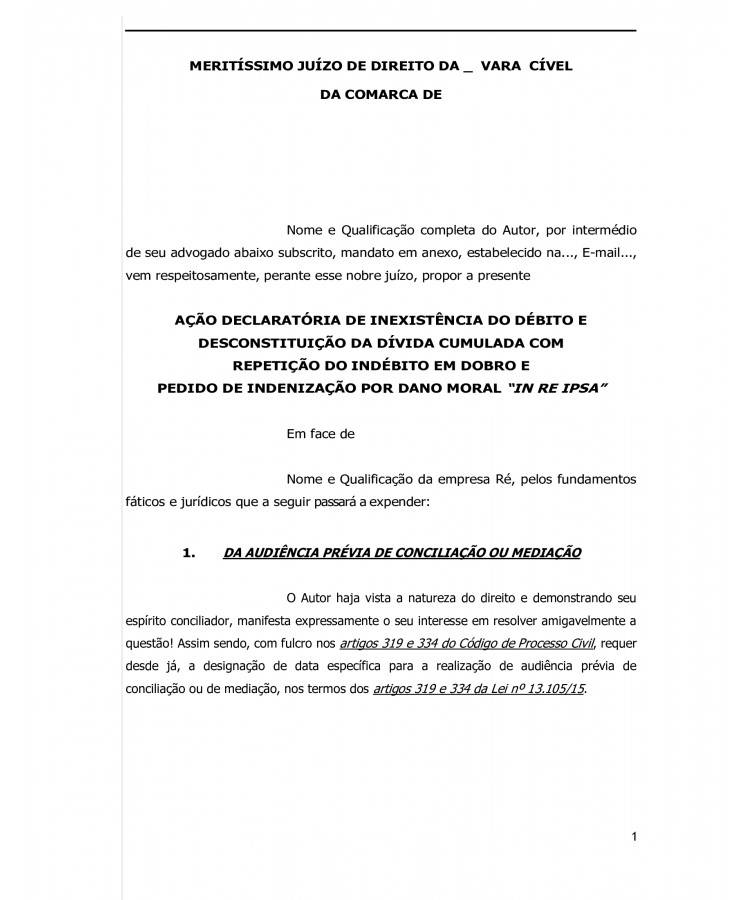 Inicial. Consumidor. Telefonia Fixa. Cobranças Abusivas e Indevidas de Serviços Adicionais não contratados, não autorizados e não solicitados.