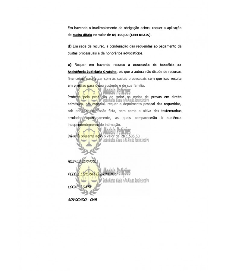 Inicial a o de obriga o de fazer consumidor modelo peti es